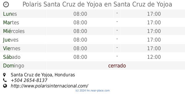 Polaris Santa Cruz de Yojoa Santa Cruz de Yojoa horarios tel